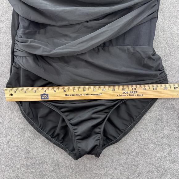 MiracleSuit Womens Jena One Shoulder One Piece Size 16 Black Mesh Slimming Beach - Picture 15 of 16